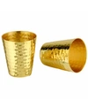 Prince Of Scots Hammered Copper Shot Glasses With 24k Gold-plate Set Of 2 In Gold