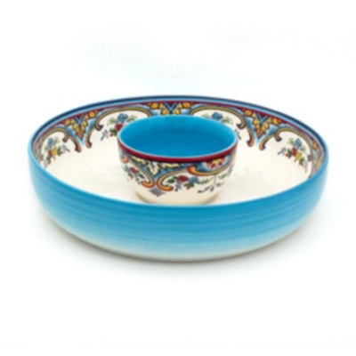 Euro Ceramica Zanzibar Chip & Dip Bowl In Multi