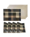 DAINTY HOME REVERSIBLE METALLIC PLACE MATS NON-SLIP PLAID CHECKER DINING TABLE 12" X 18" PLACEMATS