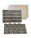 Dainty Home Reversible Metallic Place Mats Non-slip Jagged 12" X 18" Placemats In Black