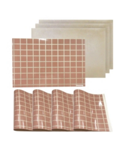 Dainty Home Reversible Metallic Place Mats Non-slip Square Up Criss Cross 12" X 18" Placemats - Set Of 4 In Pink