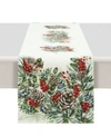 Laural Home Winter Garland Table Runner In Green And Red With White Background