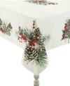 Laural Home Winter Garland Tablecloth -70" X 120" In Green And Red With White Background