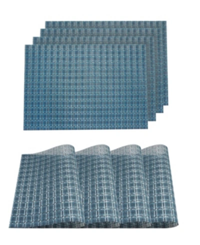 Dainty Home Checkers Woven Textilene Waterproof, Heat & Stain Resistant Washable 13" X 19" Placemat In Blue