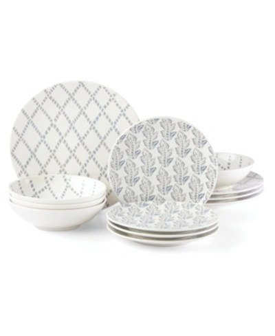 LENOX TEXTURED NEUTRALS LATTICE/LEAF 12-PC DINNERWARE SET, SERVICE FOR 4