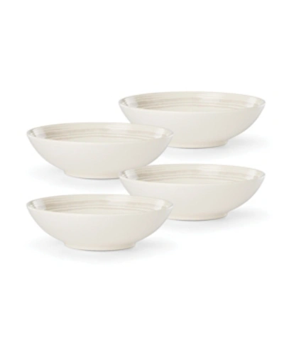 Lenox Textured Neutrals Stripe All Purpose Bowls Set/4 In White And Tan
