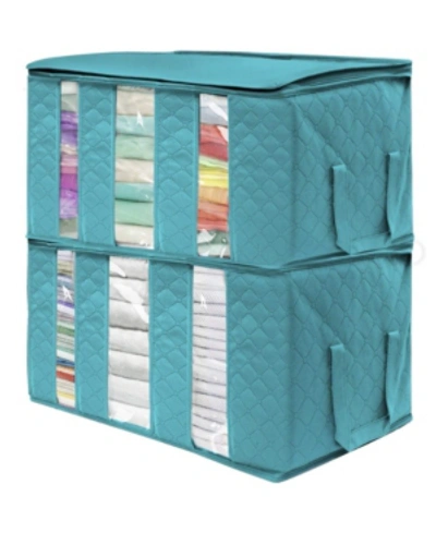 Sorbus Foldable Fabric Storage 3 Sectional Organizer Bag, Pack Of 2 In Aqua