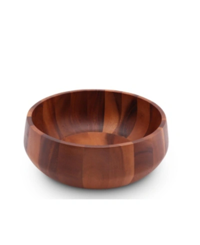 Arthur Court Acacia Wood Serving Bowl For Fruits Or Salads Modern Round Shape Style Large Wooden Single Bowl In Silver