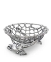 Arthur Court Fruit Centerpiece Basket "crab And Net" Ocean, Seacoast Aluminum Hand Polished In Silver