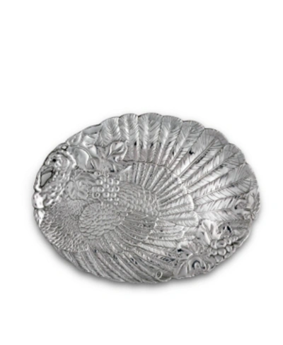 Arthur Court Designs Aluminum Harvest Turkey Oval Platter In Silver