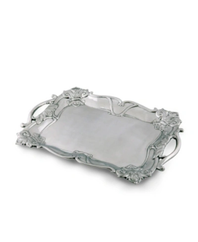 Arthur Court Designs Aluminum Fleur-de-lis Rectangle Tray In Silver