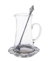 ARTHUR COURT DESIGNS 3-PIECE BEVERAGE GLASS PITCHER GRAPE WITH COASTER AND STIRRER, PERFECT FOR LEMONADE - ICE TE