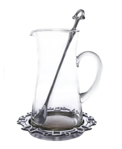 Arthur Court Designs 3-piece Glass Horse Bit Pitcher Set In Silver