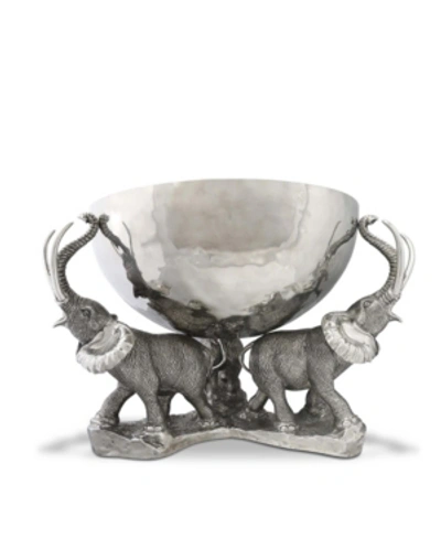 Vagabond House 3 Pewter Elephant Trio Stainless Punch, Ice Bowl In Silver