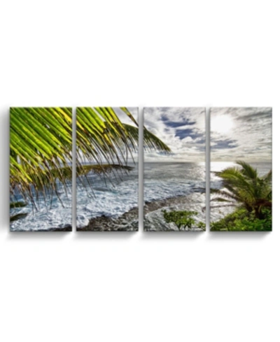 Ready2hangart Palms View 4 Piece Wrapped Canvas Coastal Wall Art Set, 24" X 48" In Multi