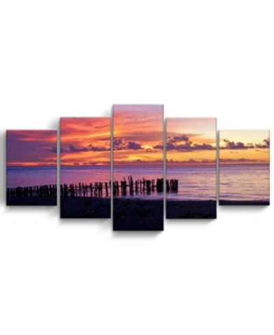 Ready2hangart Mex Sunset Ii 5 Piece Wrapped Canvas Coastal Wall Art Set, 30" X 60" In Multi