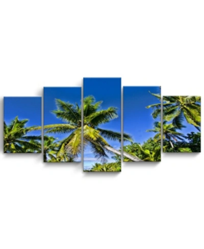 Ready2hangart Niue Palms 5 Piece Wrapped Canvas Coastal Wall Art Set, 30" X 60" In Multi