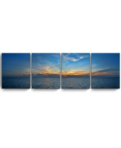 Ready2hangart Bahamas Sunset 4 Piece Wrapped Canvas Coastal Wall Art Set, 20" X 64" In Multi