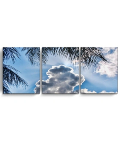Ready2hangart Cloudy Palms 3 Piece Wrapped Canvas Coastal Wall Art Set, 20" X 48" In Multi