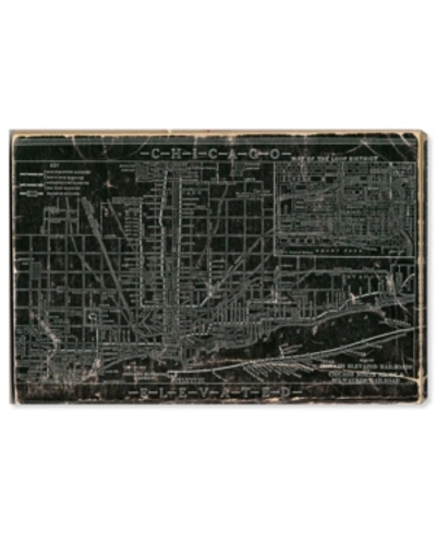 Oliver Gal Vintage Railroad Map Giclee Art Print On Gallery Wrap Canvas In Black