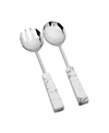 CLASSIC TOUCH SET OF 2 STAINLESS STEEL SALAD SERVERS WITH WHITE AND GRAY STONE HANDLES