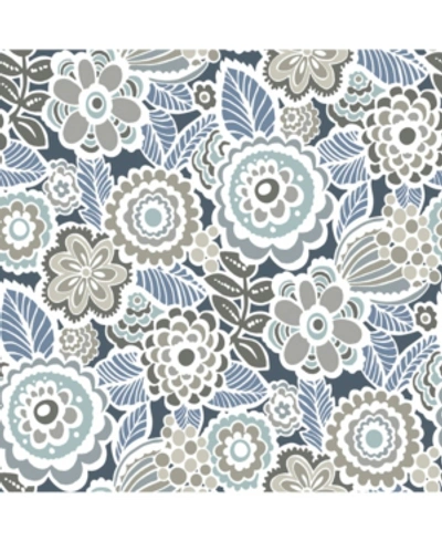 Nuwallpaper 20.5" X 2592" Dream On Navy Peel Stick Wallpaper In Blue