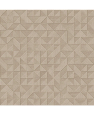 A-street Prints 20.5" X 396" Gallerie Geometric Wood Wallpaper In Beige