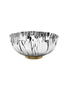 CLASSIC TOUCH STAINLESS STEEL CRUMPLED BOWL WITH GOLD-TONE MOSAIC BASE