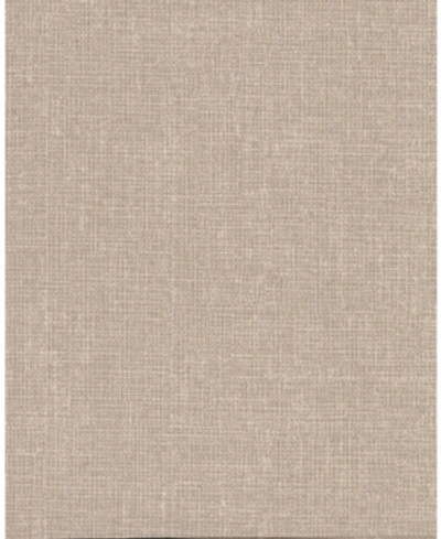 Warner Textures 27" X 324" Arya Light Fabric Texture Wallpaper In Brown