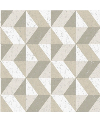 A-street Prints 20.5" X 396" Cerium Neutral Concrete Geometric Wallpaper In Silver Tone