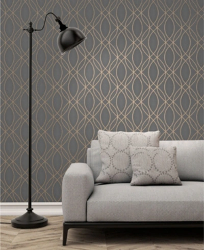 Advantage 20.5" X 369" Lisandro Light Geometric Lattice Wallpaper In Dark Gray