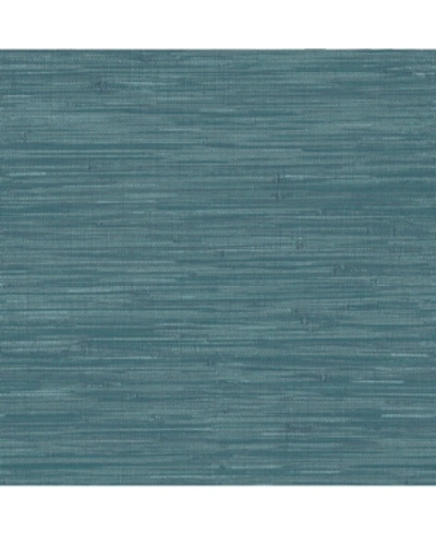 Nuwallpaper 216" X 20.5" Navy Grassweave Peel Stick Wallpaper In Blue