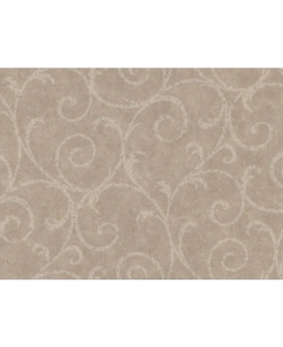Warner Textures 27" X 324" Sansa Light Plaster Scroll Wallpaper In Brown