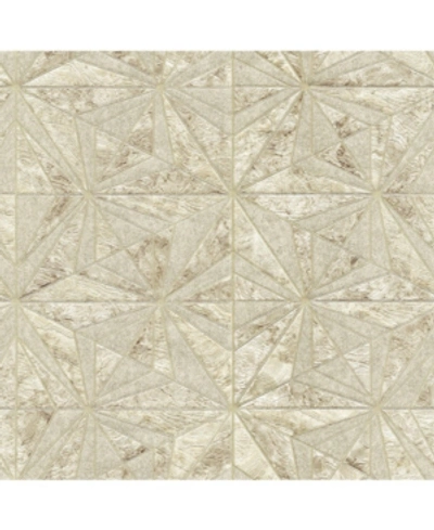 Advantage 20.5" X 369" Los Cabos Champagne Marble Geometric Wallpaper In Ivory