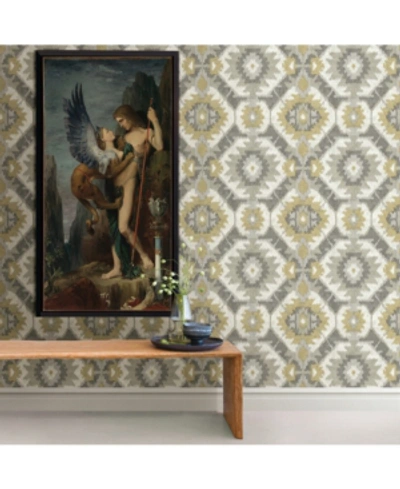 A-street Prints 20.5" X 396" Kazac Light Shibori Wallpaper In Gray, Mustard