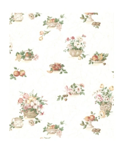 Advantage 20.5" X 369" Puck Light Fruit Basket Wallpaper In Pink