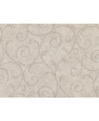 Warner Textures 27" X 324" Sansa Khaki Plaster Scroll Wallpaper In Beige