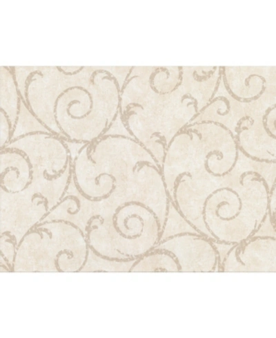 Warner Textures 27" X 324" Sansa Plaster Scroll Wallpaper In Ivory