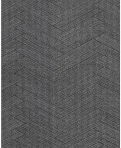 Warner Textures 27" X 324" Karma Herringhone Weave Wallpaper In Black