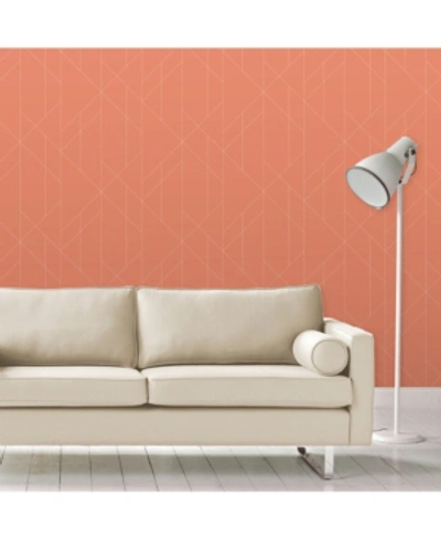 A-street Prints A-street 20.5" X 396" Prints Torpa Geometric Wallpaper In Coral