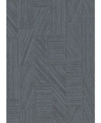 Warner Textures 27" X 324" Kensho Parquet Wood Wallpaper In Black