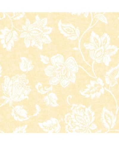 Advantage 20.5" X 369" Guy Light Jacobean Wallpaper In Yellow