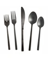 Fortessa Arezzo Brushed Black 20pc Flatware Set In Brushed Black Stainless Steel