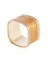 Saro Lifestyle Sparkling Square Design Napkin Ring Set Of 4 In Gold
