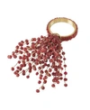 Saro Lifestyle Beaded Spray Design Napkin Ring, Set Of 4 In Red