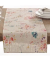 Saro Lifestyle Primavera Collection Printed Floral Design Table Runner In Natural