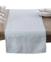 Saro Lifestyle Pom Pom Design Linen Dining Room Table Runner In Baby Blue