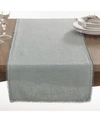 Saro Lifestyle Pom Pom Design Linen Dining Room Table Runner In Gray