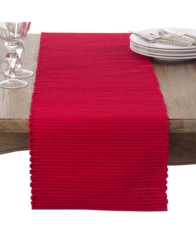 Saro Lifestyle Cotton Mattor Ribbed Table Runner In Red