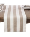 Saro Lifestyle Classic Stripe Design Ribbed Cotton Table Runner In Taupe